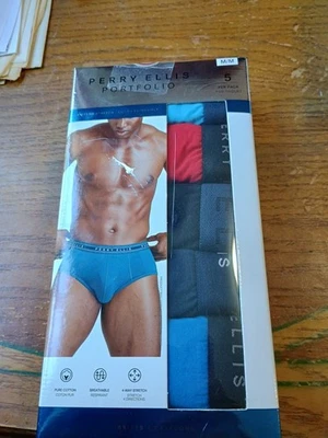 Paquete de 5 calzoncillos elásticos de algodón medianos Perry Ellis Portfolio para hombre colores surtidos Foto 1 de 4