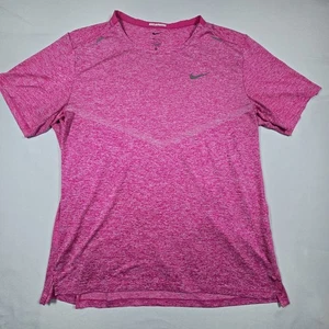 Nike Running Tee Womens Pink Short Sleeve Dri-Fit Stretch Large Crew Neck - Picture 1 of 7