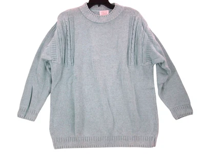 Blue Benetton Sweater Sz 48 Italy M L US Pullover Preppy Cable Knit Vtg 90s - Image 1 of 4