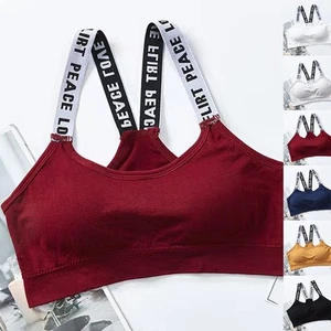 Women Strapless Sports Bra for Yoga with Comfortable Nylon and Letter Print - Picture 1 of 20