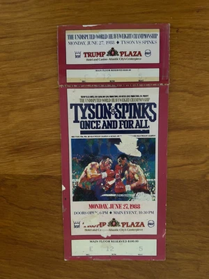 RARO Mike Tyson vs. Michael Spinks Ingresso de Boxe COMPLETO Trump 1988 VERSÃO VERMELHA! - Imagem 1 de 2