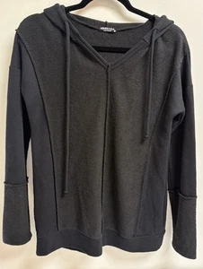 Heimish USA Black Hoodie Sweatshirt Women’s Small Long Sleeve V Neck Casual Top - Picture 1 of 3