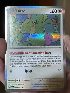 POKEMON DITTO #132/165 RARA CARTA HOLOFOIL QUASI NUOVA SCARLATTO E VIOLA 151 - Foto 1 di 2