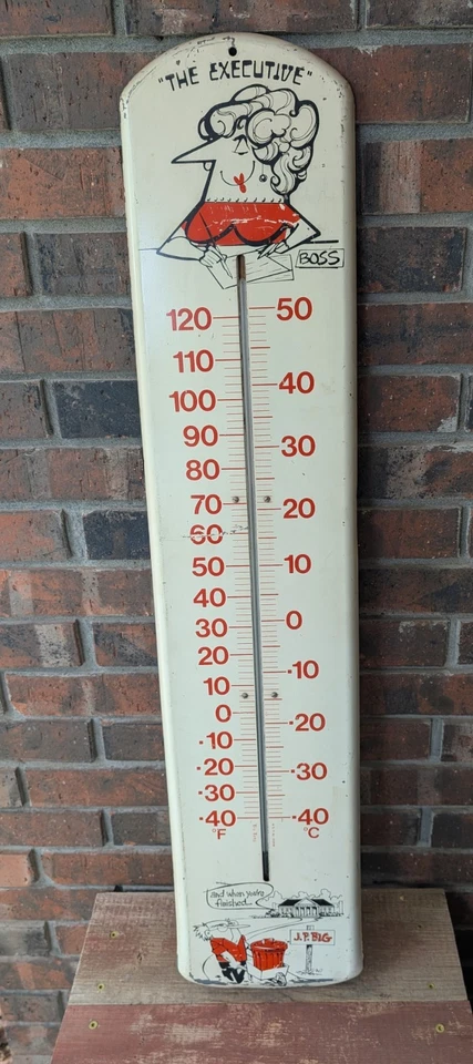 Antiguo termómetro años 50 único en su clase 38-1/4" X 8" Foto 1 de 4