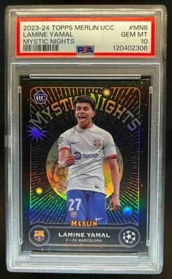 2023-24 Topps Cromo Merlín UEFA Lamine Yamal Mystic Nights RC #MN-8 PSA 10 Foto 1 de 2