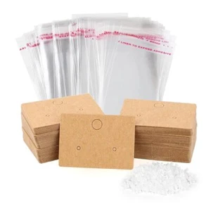100 Pcs Earring Holder Cards with 100 Jewelry Packaging and 200 Earring Backs - Picture 1 of 7