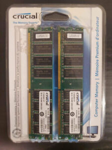 Crucial DDR-400 PC-3200 2GB Desktop RAM Kit (2 x 1GB) CR12864Z40B -- BRAND NEW