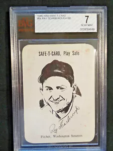 1948-50 Safe-T-Card Police Washington Senators Ray Scarborough BVG 7 highest - Picture 1 of 2