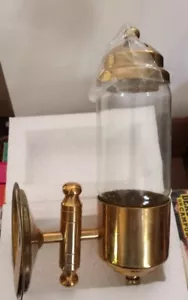 VTG Brass Glass Wall Sconce Candle oil street lamp light Wall mount NEW - Picture 1 of 7