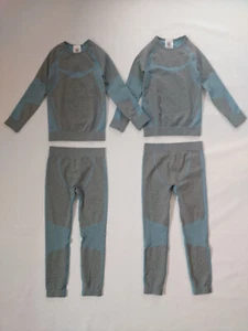 Kinder Seamless-Funktionsunterwäsche 2 x 2-teilig Gr. 110 / 116 Grau Blau NEU - Bild 1 von 13