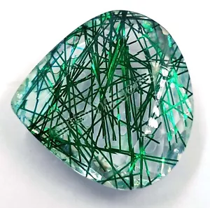 161.25 Ct Pear Cut Green Rutilated Quartz Certified Transparent Loose Gems M25 - Picture 1 of 8