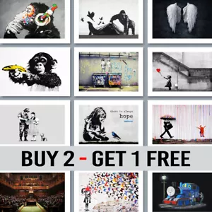 Banksy Wall Art Posters Prints Pictures Home Gift Bedroom Artwork A3 A4 A5 Size - Picture 1 of 35