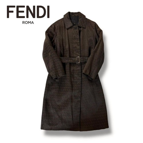 FENDI Trench Cappotto Zucca Marrone con Cintura Made in Italy Donna