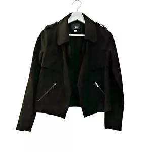 Kut From The Kloth Women's Jacee Draped Suede Black Moto Jacket size XS - Picture 1 of 8