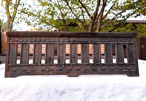 Antique IDEAL Cast Iron Stove Ash Pan Cover, Fender Victorian Era Grate 20" x 7" - Picture 1 of 19