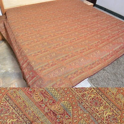 Handmade 100% Wool Jacquard Design Kingsize Bedspread Reversible Paisley Bedding - Image 1 of 4