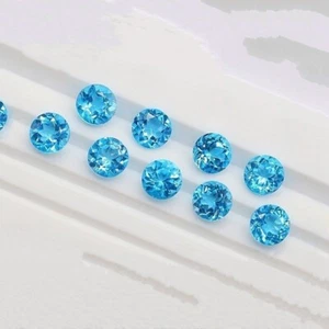 Lote de piedras preciosas sueltas calibradas corte facetado redondo topacio azul suizo natural - Imagen 1 de 9