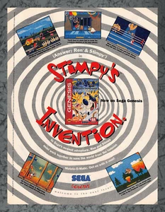 Ren & Stimpy's Stimpy's Invention Sega Genesis anuncio impreso arte vintage A 1994 - Imagen 1 de 2