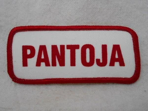 PANTOJA USED SILK SCREEN NAME PATCH TAG RED ON WHITE - Picture 1 of 1