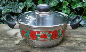 Pot Saucepan Soup Pot Potato Stew With Lid Stainless Steel BEEM Baccara Roses - Picture 1 of 12