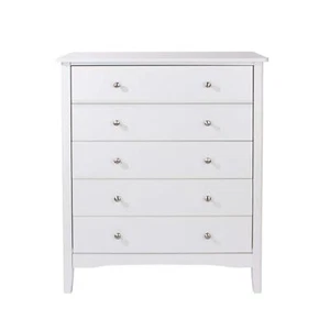 Chest of Drawers 5 Drawer Bedroom Storage Metal Handles Runners Salerno White - Picture 1 of 5