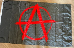60" x 36" Anarchy Flag Black with Red Symbol with Grommets to Hang CLEAN - Picture 1 of 3