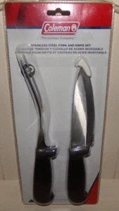 COLEMAN ~ Sealed Stainless Steel Fork & Knife Set Camping Hunting BBQ Tailgating - Picture 1 of 3