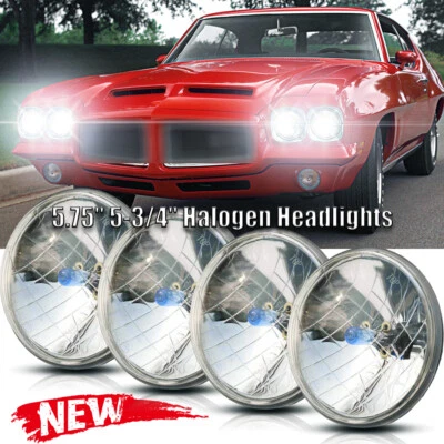 4x 5.75" inch Headlights HI/LO Beam White FIT Pontiac GTO Firebird 1964-1972 - Imagem 1 de 4