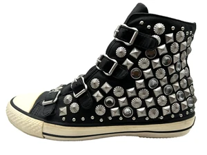 Ash Women's Victim Black Leather Studded High Top Punk Goth Shoes Size 38 Eur - Picture 1 of 14