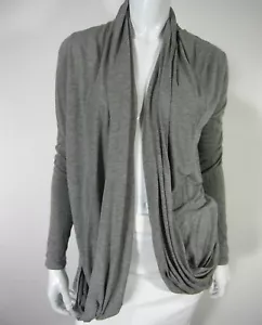 DKNY Jeans Maglione Cardigan Manica Lunga S Piccolo Tinta Unita Grigio Drop Down - Foto 1 di 10