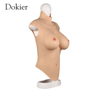 Dokier Plus Size Half Bodysuit Silicone Breast Forms Fake Boobs For Crossdresser - Picture 1 of 11
