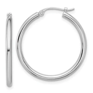 Platinum Round Medium Hoop Earrings - Picture 1 of 11