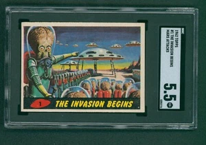 1962 Mars Attacks Baseball Card - #1 The Invasion Begins, SGC 5.5 EX+ - Picture 1 of 2