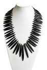 Simon Alcantra Womens Beaded Spiked Tie Closure Necklace Dark Brown 110"