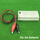 Batteriehalter für 2x AA Batterie mit Krokodilklemmen Prüfkabel Deckel Schalter