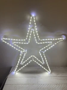 Good Tidings 24” LED Double Star Hanging Christmas Star Decoration Clear Lights - Picture 1 of 5