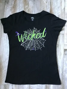 T-shirt donna Celebrate Halloween "Wicked" nera taglia M (8-10) - Foto 1 di 4