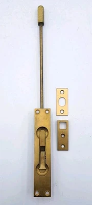 Vintage Slide Flush Bolts Mortise French Door Latch Lock Old Brass Hardware  - Image 1 of 4