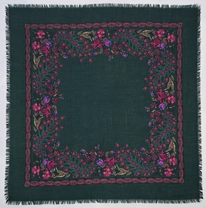 Bufanda cuadrada floral vintage Souleiado de lana y seda. - Imagen 1 de 7