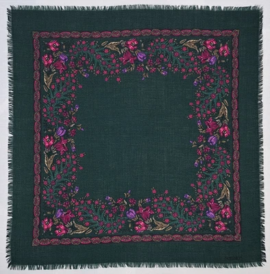 Bufanda cuadrada floral vintage Souleiado de lana y seda. Foto 1 de 4