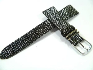 18 mm NERO ARGENTO RASO CINTURINO OROLOGIO CINTURINO PELLE 1892 - Foto 1 di 2