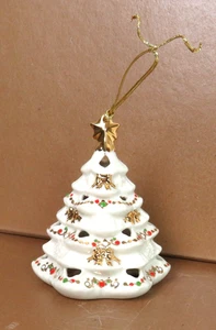 Lenox WEIHNACHTSBAUMSCHMUCK MIT SCHMUCKSTEINEN 4" HOCH GOLDSCHLEIFEN HANDBEMALT HÄNGEND - Bild 1 von 21
