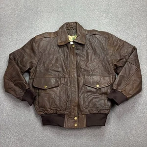Leather Flying Jacket Adult Small Brown Bomber Aviator Military USA Flight Men* - Picture 1 of 15