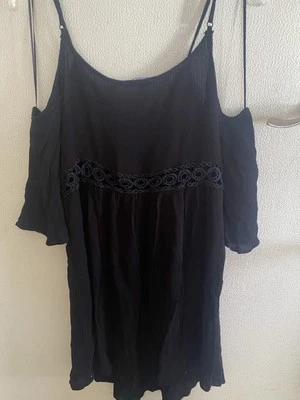 Blusa Ambiance Hombro Frío Talla L Negra Rayón/Poliéster Hasta el Codo Manga Foto 1 de 4