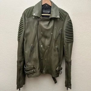Godspeed Stealth Moto Leather Jacket Green Large - Picture 1 of 15