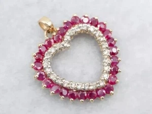 2 Ct Round Cut Simulated Pink Ruby Heart Pendant Chain In 14k Yellow Gold Plated - Picture 1 of 4