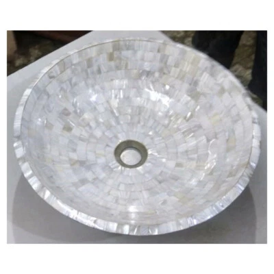 Fregadero de mármol blanco hecho a medida raro madreperla incrustación trabajo decoración del hogar Foto 1 de 3