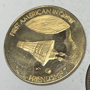 1979 First American In Orbit Friendship 7 John Glenn 2-20-1962 Gold Medal - Picture 1 of 3