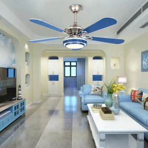 Acrylic Ceiling Fan Light Chandelier Lamp LED Dimmable 5-Blade With Remote Blue - Picture 1 of 16
