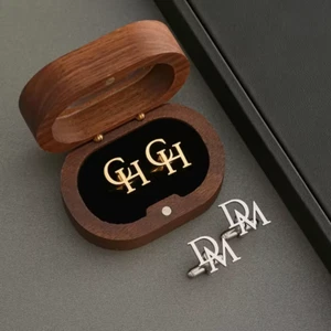 Custom Name Cufflinks Initials Pair Jewelry Men Women Stainless Steel Letters - Picture 1 of 5